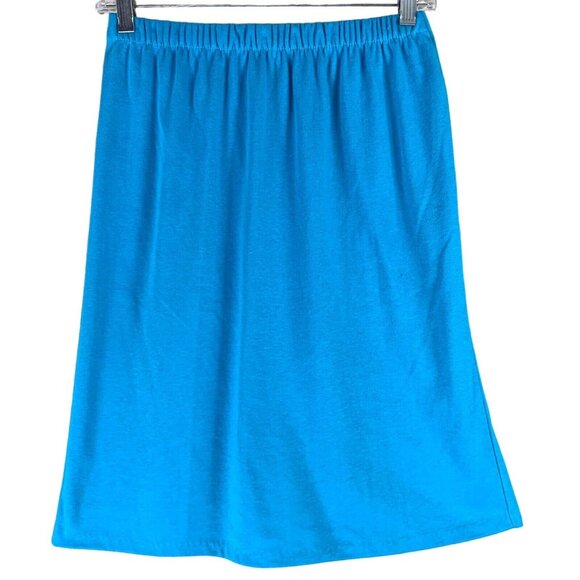 Vintage Knit Skirt Blue Elastic Stretch Waist Back Slit Ermane Size Small FLAW - Picture 1 of 5